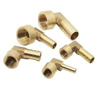 Conectores acodados, Conectores de púas for manguera, 1 pieza codo latón con 8 a 16 mm x adaptador conector rosca hembra 1/4", 3/8" y 1/2"
