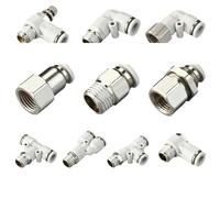Conectores de tubo de conector neumático, accesorios for mangueras blancas, 1/4, 1/2, 6mm, 8mm, rosca BSPT, conector de tubo de aire de acoplamiento rápido, 1 Uds.(6-02 (6mm-1l4),PL)