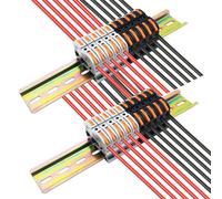 Conectores Electricos Rapidos, CTRICALVER Bloque de terminales del conector de cableado compacto (10 pcs gris y 10 pcs negro), 2 pcs 20cm Riel, Con tornillos