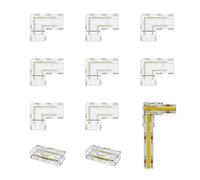 Conectores para tira de LED COB,Juego de conectores sin soldadura para tiras de LED COB de 8mm de ancho y 2 pines,2pcs conectores centrales transparentes,8pcs en forma de L para tiras de LED 12V 24V