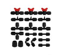 Conectores Riego Plástico Negro 18 Pcs para Tubo 1/2 | 18 piezas totales, incluye codos, tes, acoples, válvulas, tapones finales, de bloqueo seguro