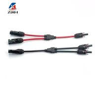 Conectores solares de alimentación Cable de rama en Y de 30 A, adaptador paralelo de cable solar en par para panel solar 1 * M/FF + 1 * F/MM negro rojo Power 1 TO 4