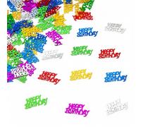 Confeti de feliz cumpleaños de 28 g, multicolor metálico para mesa, decoraciones de fiesta para mesas de cumpleaños, tarjetas, invitaciones, bolsas de regalo y decoración de celebración