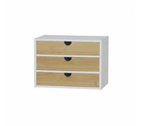 CONFORTIME | Cajonera Organizadora de Bambú, Mini Cómoda de Sobremesa con 2, 3 o 4 Cajones, Organizador de Escritorio, Maquillaje, Cocina y Baño, Mueble Auxiliar de Almacenaje para el Hogar 3 white dr