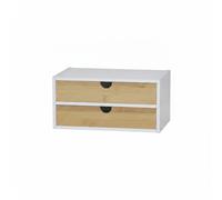 CONFORTIME | Cajonera Organizadora de Bambú, Mini Cómoda de Sobremesa con 2, 3 o 4 Cajones, Organizador de Escritorio, Maquillaje, Cocina y Baño, Mueble Auxiliar de Almacenaje para el Hogar 2 white dr