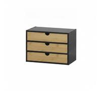 CONFORTIME | Cajonera Organizadora de Bambú, Mini Cómoda de Sobremesa con 2, 3 o 4 Cajones, Organizador de Escritorio, Maquillaje, Cocina y Baño, Mueble Auxiliar de Almacenaje para el Hogar 3 drawers