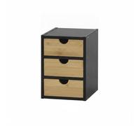 CONFORTIME | Cajonera Organizadora de Bambú, Mini Cómoda de Sobremesa con 2, 3 o 4 Cajones, Organizador de Escritorio, Maquillaje, Cocina y Baño, Mueble Auxiliar de Almacenaje para el Hogar 3 drawers