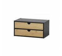 CONFORTIME | Cajonera Organizadora de Bambú, Mini Cómoda de Sobremesa con 2, 3 o 4 Cajones, Organizador de Escritorio, Maquillaje, Cocina y Baño, Mueble Auxiliar de Almacenaje para el Hogar 2 drawers