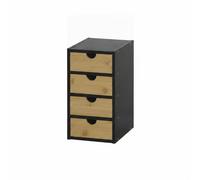 CONFORTIME | Cajonera Organizadora de Bambú, Mini Cómoda de Sobremesa con 2, 3 o 4 Cajones, Organizador de Escritorio, Maquillaje, Cocina y Baño, Mueble Auxiliar de Almacenaje para el Hogar 4 drawers