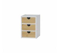 CONFORTIME | Cajonera Organizadora de Bambú, Mini Cómoda de Sobremesa con 2, 3 o 4 Cajones, Organizador de Escritorio, Maquillaje, Cocina y Baño, Mueble Auxiliar de Almacenaje para el Hogar 3 drawers