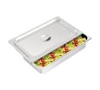 Coniaio 4 recipientes de acero inoxidable GN 1/1 Gastronorm, juego de empanado con tapa, camino de empanado rectangular, recipiente para la cocina, 53,5 x 32,5 x 10 cm