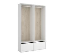 Conjunto Armario-Vestidor con 2 Zapateros Suit Blanco/Natural - 205x120x45 cm Armario para dormitorio - Fabricado en España - Melamina Alta calidad - Somnia Descanso