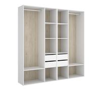 Conjunto Armario-Vestidor con 4 Cajones Suit Blanco/Natural - 205x196x45 cm Armario para dormitorio - Fabricado en España - Melamina Alta calidad - Somnia Descanso