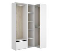 Conjunto Armario-Vestidor Rincón con Zapatero Suit Blanco/Natural - 205x144x79,5 cm Armario para dormitorio - Fabricado en España - Melamina Alta calidad - Somnia Descanso