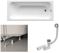 Conjunto bañera rectangular Slim Ravak Chrome Slim C721300000, sifón para bañera Ravak X01377, GPX2240015