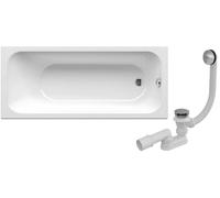 Conjunto bañera rectangular Slim Ravak Chrome Slim C731300000, sifón para bañera Ravak X01377, GPX2240015