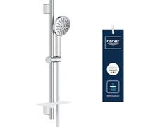 Conjunto Barra Ducha GROHE Vitalio Joy+ 120 (Alcachofa de Ducha Ø120mm, 3 chorros, ahorro 6,3 l/min, antiquemaduras, manguera de ducha 1,75m, barra 60cm, bandeja), Cromo, 1348660000