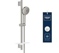 Conjunto Barra Ducha GROHE Vitalio Joy+ 120 (Alcachofa de Ducha Ø120mm, 3 chorros, ahorro 6,3 l/min, antiquemaduras, manguera de ducha 1,75m, barra 60cm, bandeja), Supersteel, 134866DC00