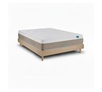 Conjunto cloud cotton con sommier kit milano taupe 190 x 90 cm - colchón de algodón y viscoelástica, somier de madera certificada, altura 58 cm.