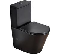 Conjunto combinado de inodoro de pie SAT Infinitio sin reborde, con asiento de inodoro y sistema de cierre automático, mate