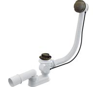 Conjunto completo de desagüe y desbordamiento para bañera Alcadrain, modelo "Badewanne Ab- und Überlaufgarnitur Automat", acabado en bronce "Antic", longitud de 80 cm