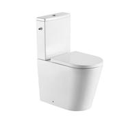 Conjunto completo de inodoro y bidé, sistema de descarga por sifón, marca SAT, modelo Brevis vario, con salida lateral
