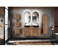Conjunto completo para baño con mueble doble lavabo de 120 cm + 5 elementos - Sylve Black Wotan