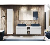 Conjunto completo para baño de 140 cm - Blanco/Marrón - Modelo Emblematic White