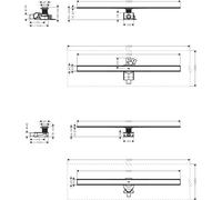 Hansgrohe Desagüe de ducha lineal RainDrain Allround 120 cm Acero inoxidable Kit completo 56190800