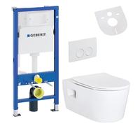 Conjunto completo para inodoro de pared Hansgrohe EluPura S, con tapa de cierre suave, sistema Geberit UP100, elemento de instalación oculto, placa de accionamiento Sigma25 y aislamiento acústico