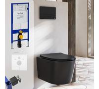 Conjunto completo para inodoro de pared Kronenbach, con sistema de descarga sin borde y diseño slim