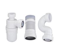 Conjunto con Sifón de Botella para Lavabo, Sifón para Bañera y Manguito Conector para WC