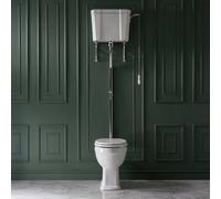 Conjunto con WC Tradicional con Inodoro Elevado Con Cisterna Alta con Kit de Descarga Negro con Tapa Blanca - Richmond