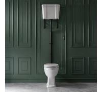 Conjunto con WC Tradicional - Inodoro Elevado con Cisterna Alta - Kit de Descarga Cromado - Tapa Blanca