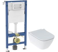 Conjunto conjunto taza de inodoro + tapa Geberit Smyle Square 500.683.00.2, marco empotrado Geberit Duofix 111.170.00.2