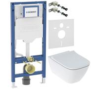 Conjunto conjunto taza de inodoro + tapa Geberit Smyle Square 500.683.00.2, marco empotrado Geberit Duofix 111.320.00.6, 111.815.00.1, 156.050.00.1