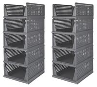 Conjunto de 10 cajas de almacenamiento para ropa – Organizador de ropa plegable – 33x42x90 cm – Apilable y que ahorra espacio
