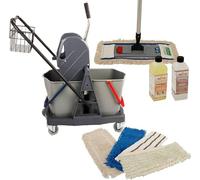 Conjunto de 10 piezas para limpieza con mopa Silecomplaza, de 40 cm, con sistema de doble carro y mopas