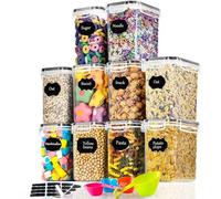 Conjunto de 10 recipientes herméticos Unyqoos® – 1,6 L por recipiente, plástico libre de BPA, apilable, resistente a las polillas, con etiquetas, disponibles en 5 colores