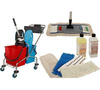Conjunto de 10 unidades de mopas Silecomplaza, que incluye cubo, carro de limpieza y 2 cabezales de fregona de 40 cm