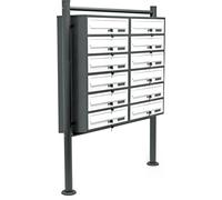 Conjunto de 12 buzones Wiltec, color blanco/antracita, dimensiones 945 x 270 x 1500 mm, buzones de pie con 2 compartimentos de 6 unidades cada uno, con cerradura y placa para nombres. Buzón de pared/p