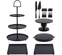 Conjunto de 19 piezas en color para exhibir pasteles, ideal para mesas de postres, con un soporte para cupcakes de boda y un expositor para pasteles, perfecto para fiestas, bodas, cumpleaños, baby sho