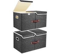 Conjunto de 2 cajas de almacenamiento plegables extra grandes de la marca Unyqoos®, con dimensiones de 55 x 33 x 30 cm, fabricadas en poliéster/Oxford, con separador extraíble, tapa, placas de plástic
