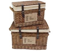 Conjunto de 2 cajas de almacenamiento rústicas Ibzoa® hechas de sauce cortado, versátiles para salón, dormitorio y pasillo