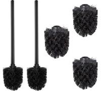 Conjunto de 2 cepillos para inodoro Ibenzoa® en color mate: mango largo de acero inoxidable, 3 cabezales de repuesto de 7 cm de diámetro, compatibles con rosca de 12 mm, limpieza higiénica