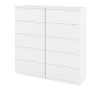 Conjunto de 2 Cómoda Blanca Ancho 60 cm Cómodas con 5 Cajones 60x40x120CM