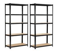 Conjunto de 2 estanterías metálicas modulares negro 90 cm 90x40x180 cm