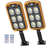 Conjunto de 2 farolas solares LED de 4500 lúmenes, con sensor de movimiento y control remoto, para uso en exteriores