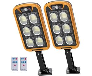 Conjunto de 2 farolas solares LED de 4500 lúmenes, con sensor de movimiento y control remoto, para uso en exteriores
