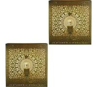Conjunto de 2 lámparas de pared de estilo oriental, decoración para pared, marca Yakin, color dorado, diseño antiguo